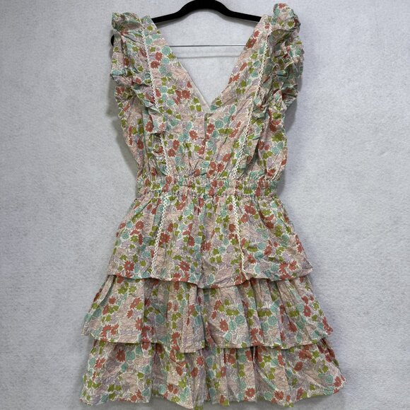 Love The Label Dress Womens Small Ruffle Tiered Floral NWT Summer Boho Romantic - Picture 1 of 10